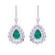 Pear-Cut Lab Emerald Halo Drop Earrings in 925 Sterling Silver