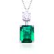 Emerald-Cut Green Lab Emerald Two-Stone Drop Pendant Necklace