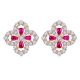 Lab Ruby Pear- and Marquise-Cut Floral Cluster Stud Earrings