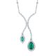 Pear-Cut Lab Emerald Halo Lariat Necklace in 925 Sterling Silver