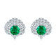 Round-Cut Lab Emerald Cluster Halo Drop Earrings in 925 Sterling Silver