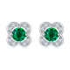 Round-Cut Lab Emerald Floral Halo Stud Earrings in 925 Sterling Silver