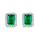 Emerald-Cut Lab-Created Emerald Halo Stud Earrings in 925 Sterling Silver