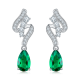Pear-Cut Lab Emerald Pavé Swirl Drop Earrings in 925 Sterling Silver