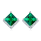 Princess-Cut Lab Emerald Pavé Chevron Stud Earrings in 925 Sterling Silver