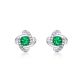 Round-Cut Lab Emerald Orbit Pavé Stud Earrings in 925 Sterling Silver