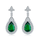 Pear-Cut Lab Emerald Vintage Halo Drop Earrings in 925 Sterling Silver