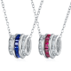 Princess-Cut Lab Gemstone Rolling Ring Barrel Pendant Necklace in Silver