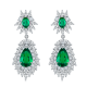 Pear-Cut Lab Emerald Floral Halo Drop Earrings in 925 Sterling Silver