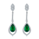 Pear-Cut Lab-Created Emerald Halo Drop Earrings in 925 Sterling Silver
