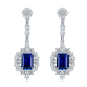 Emerald-Cut Lab Sapphire Art Deco Halo Drop Earrings in 925 Sterling Silver