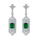 Emerald-Cut Lab Emerald Art Deco Halo Drop Earrings in 925 Sterling Silver