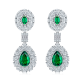 Pear-Cut Lab Emerald Sunburst Halo Drop Earrings in 925 Sterling Silver