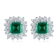 Cushion-Cut Lab Emerald Starburst Halo Stud Earrings in 925 Sterling Silver