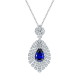 Pear-Cut Blue Moissanite Art Deco Fanburst Pendant Necklace in 925 Sterling Silver