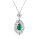 Pear-Cut Lab Emerald Art Deco Fan Pendant Necklace in 925 Sterling Silver