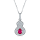 Pear-Cut Lab-Created Ruby Pavé Gourd Pendant Necklace in 925 Sterling Silver
