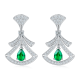Pear-Cut Lab-Created Emerald Art Deco Drop Earrings in 925 Sterling Silver