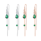 Pear-Cut Lab-Created Emerald Twisted Threader Drop Earrings in 925 Sterling Silver