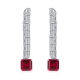 Princess-Cut Red Moissanite Art Deco Drop Earrings in 925 Sterling Silver