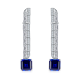 Princess-Cut Lab Sapphire Art Deco Linear Drop Earrings in Sterling Silver
