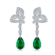 Pear-Cut Lab Emerald Leaf Motif Drop Earrings in 925 Sterling Silver