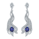 Oval-Cut Lab-Created Sapphire Flame Drop Earrings in 925 Sterling Silver