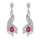 Oval-Cut Lab Ruby Flame-Inspired Drop Earrings in 925 Sterling Silver