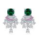 Cushion-Cut Lab Emerald Art Deco Fan Drop Earrings in 925 Sterling Silver