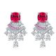 Cushion-Cut Lab-Created Ruby Art Deco Drop Earrings in 925 Sterling Silver