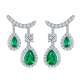 Pear-Cut Lab Emerald Halo Drop Earrings in 925 Sterling Silver
