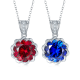 Round-Cut Lab-Created Gemstone Floral Pendant Necklace in 925 Sterling Silver
