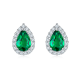 Pear-Cut Lab Emerald Halo Stud Earrings in 925 Sterling Silver