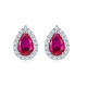 Pear-Cut Lab Ruby Halo Earrings in 925 Sterling Silver