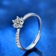 Office Six Claw Moissanite CZ Simple 925 Sterling Silver Adjustable Promise Ring