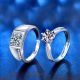 Classic Six Claw Moissanite CZ Square 925 Sterling Silver Adjustable Promise Ring
